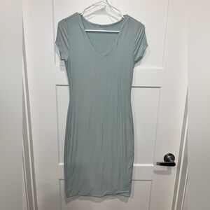 No Boundaries Soft Blue/green V-Neck Knit Dress